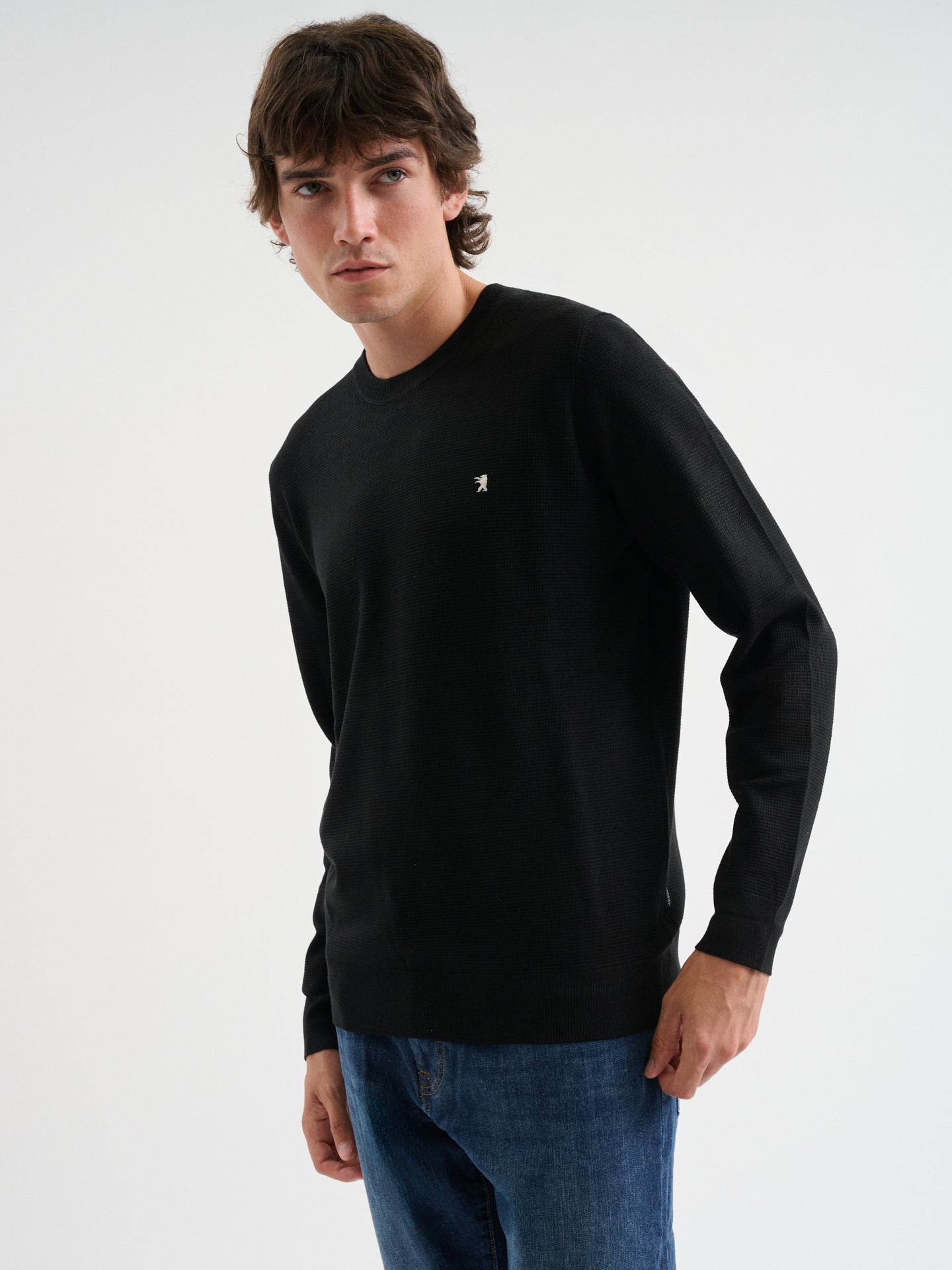 Maglia girocollo waffle