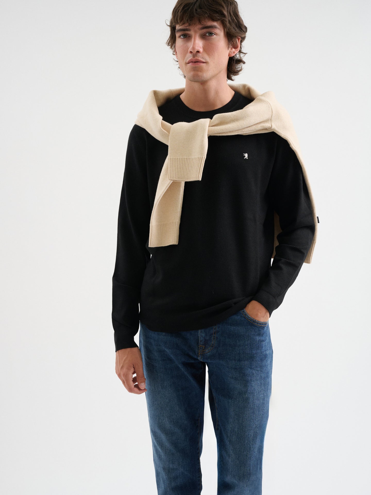 Maglia girocollo waffle