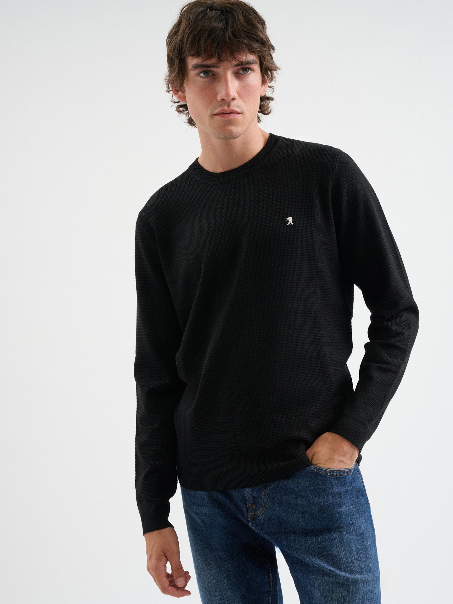 Maglia girocollo waffle