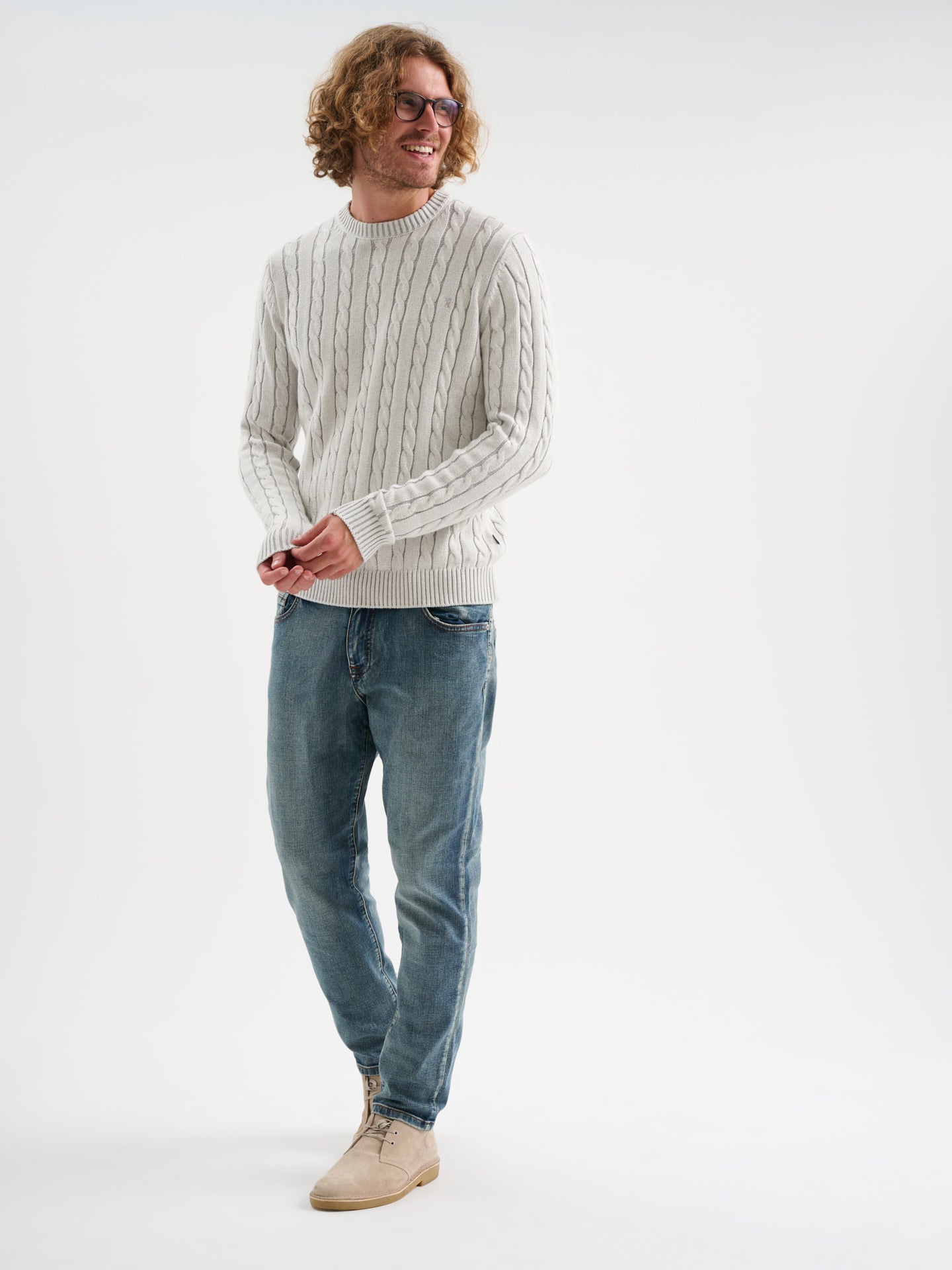 Maglia girocollo in treccia