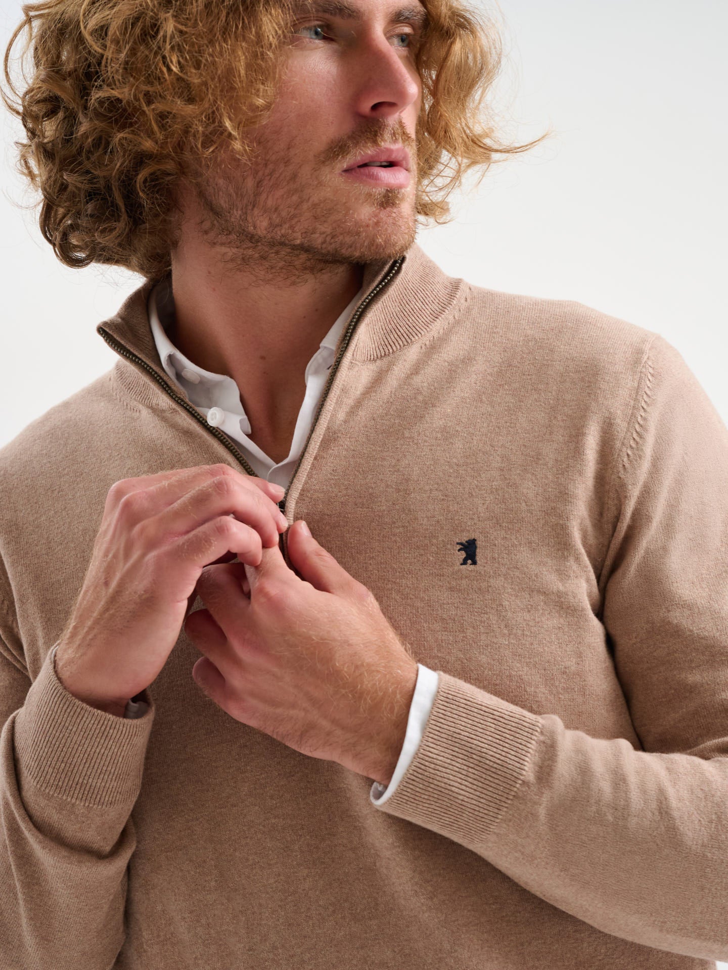Maglia collo alto half zip