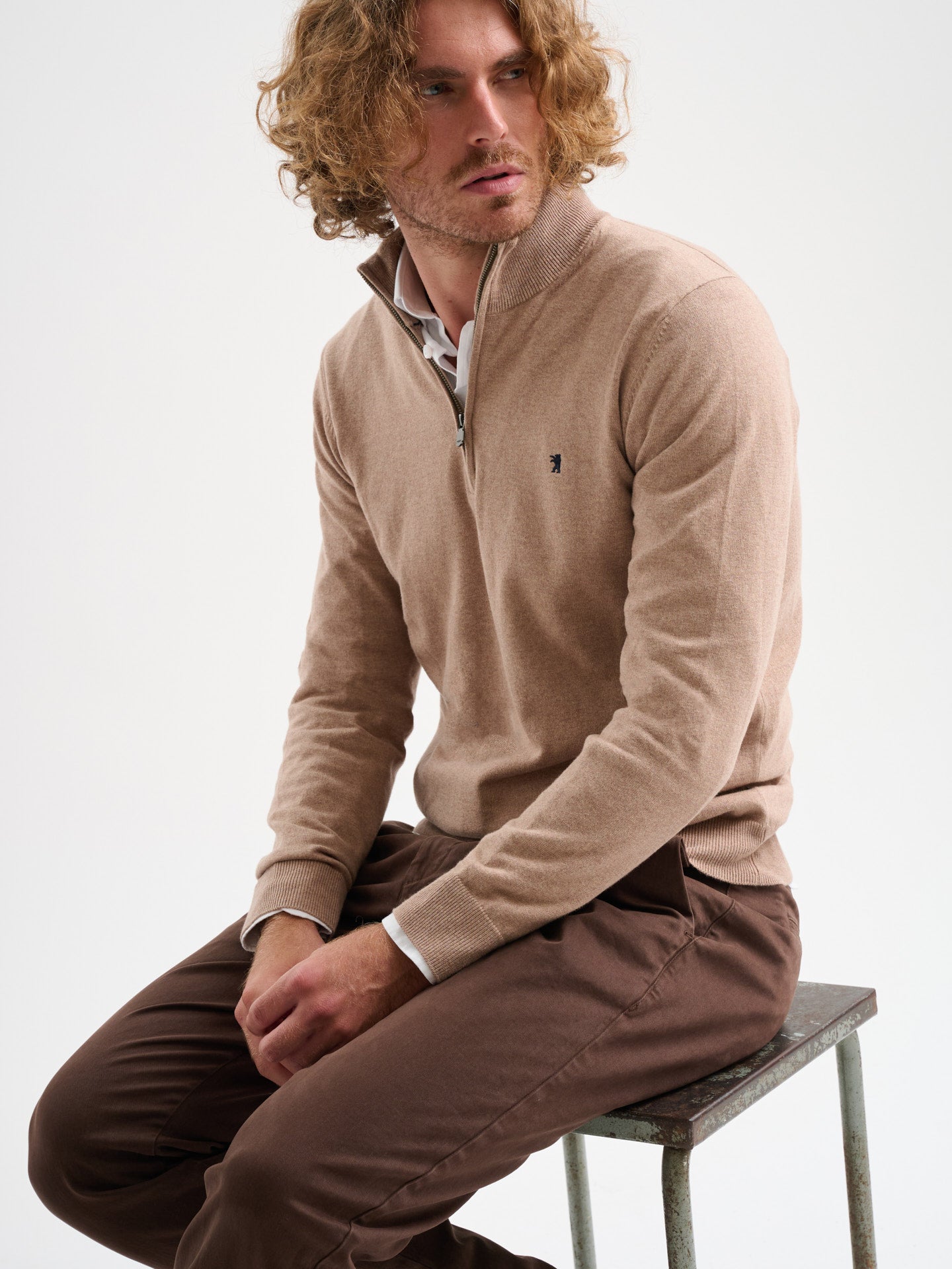 Maglia collo alto half zip