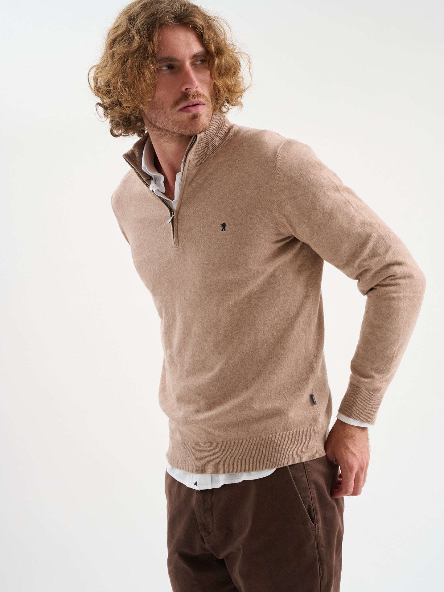 Maglia collo alto half zip