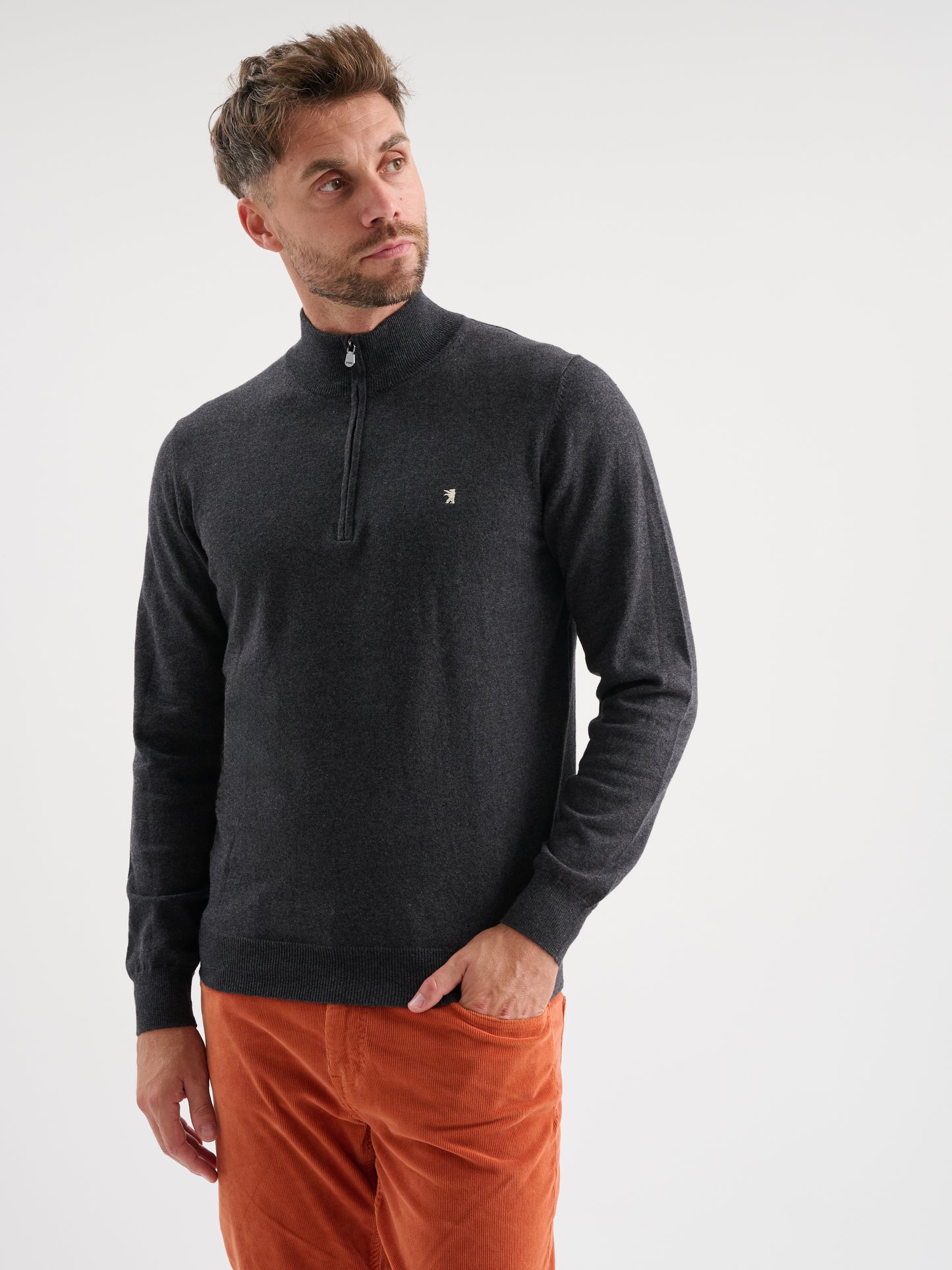 Maglia collo alto half zip