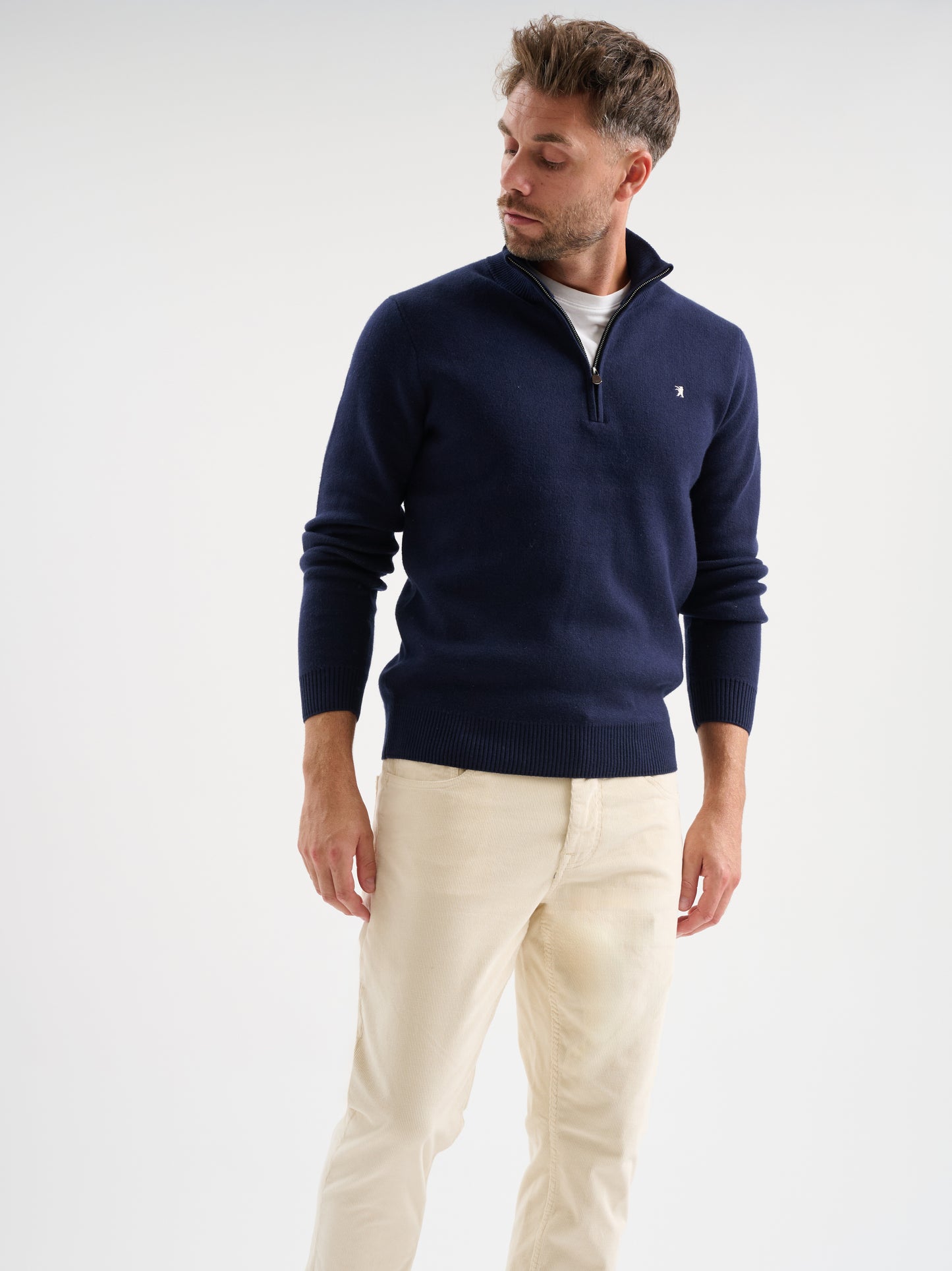 Maglia half zip in mesh jacquard