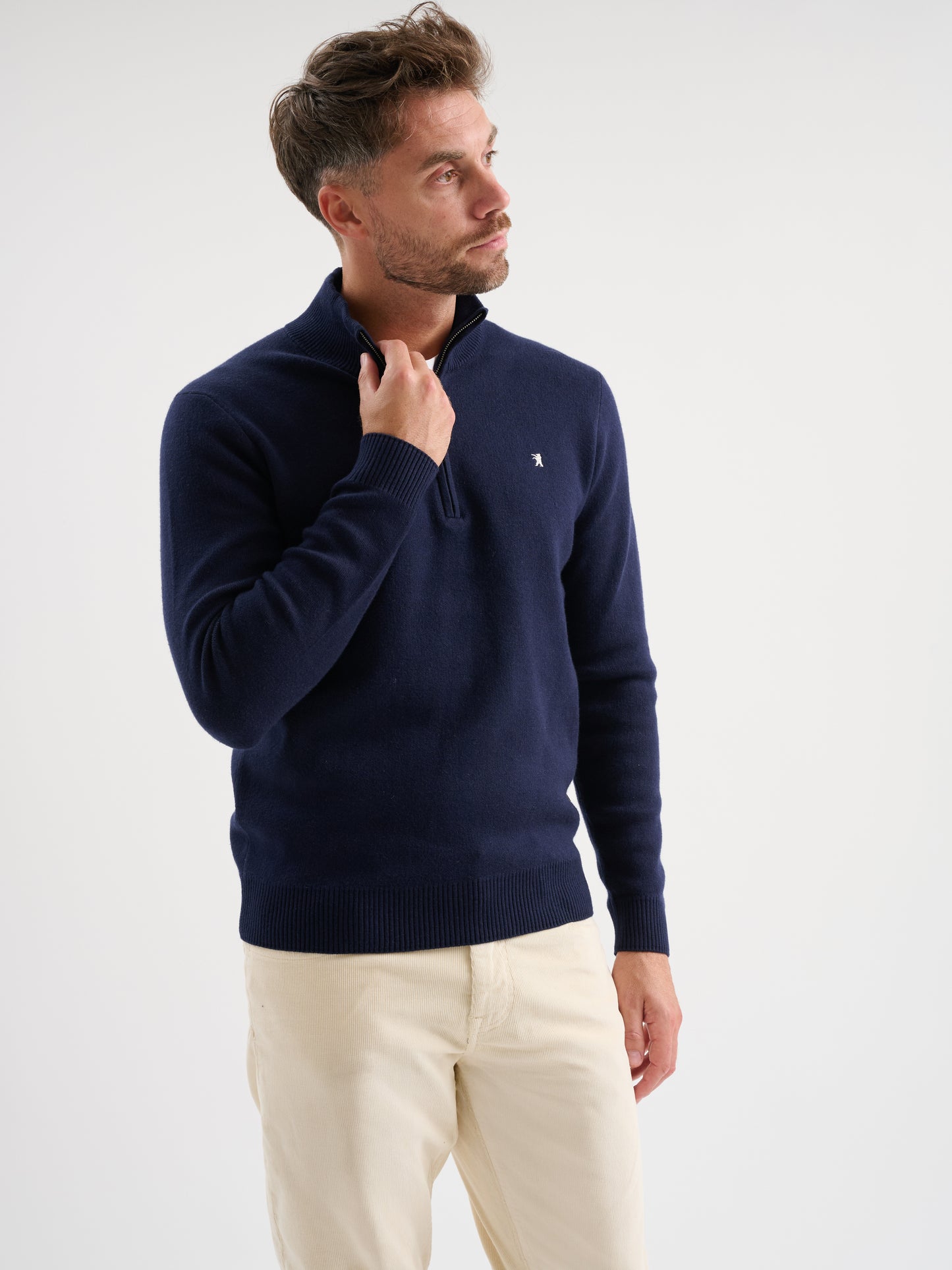 Maglia half zip in mesh jacquard