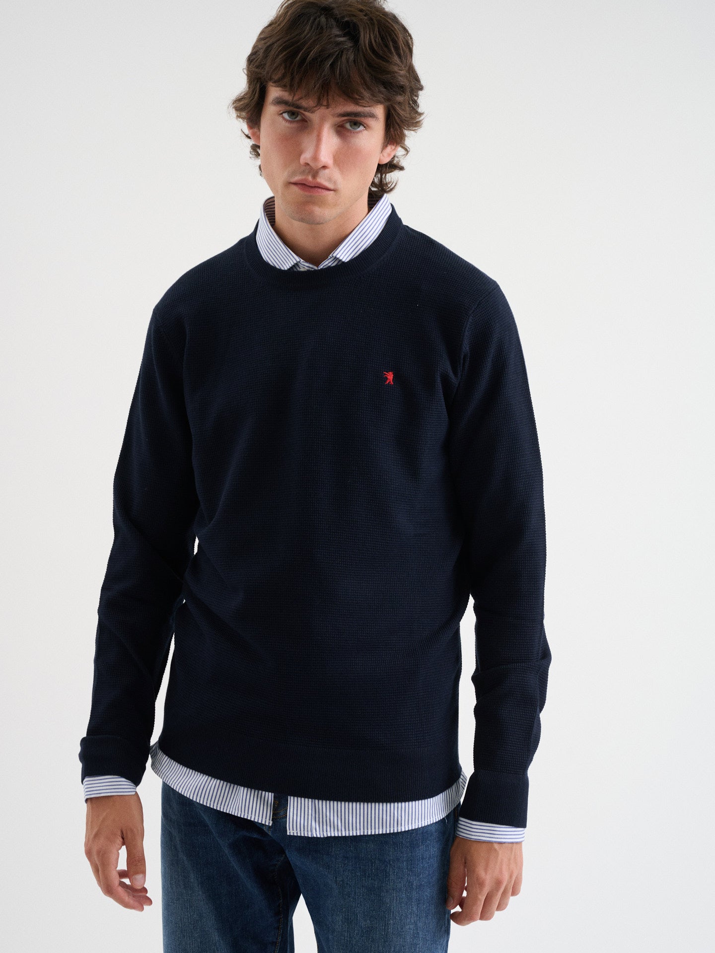Maglia girocollo waffle