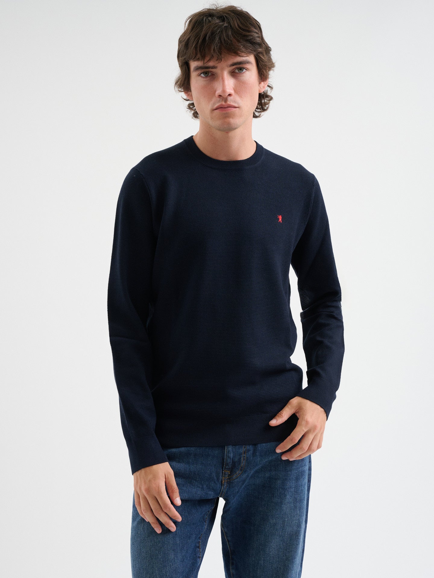 Maglia girocollo waffle