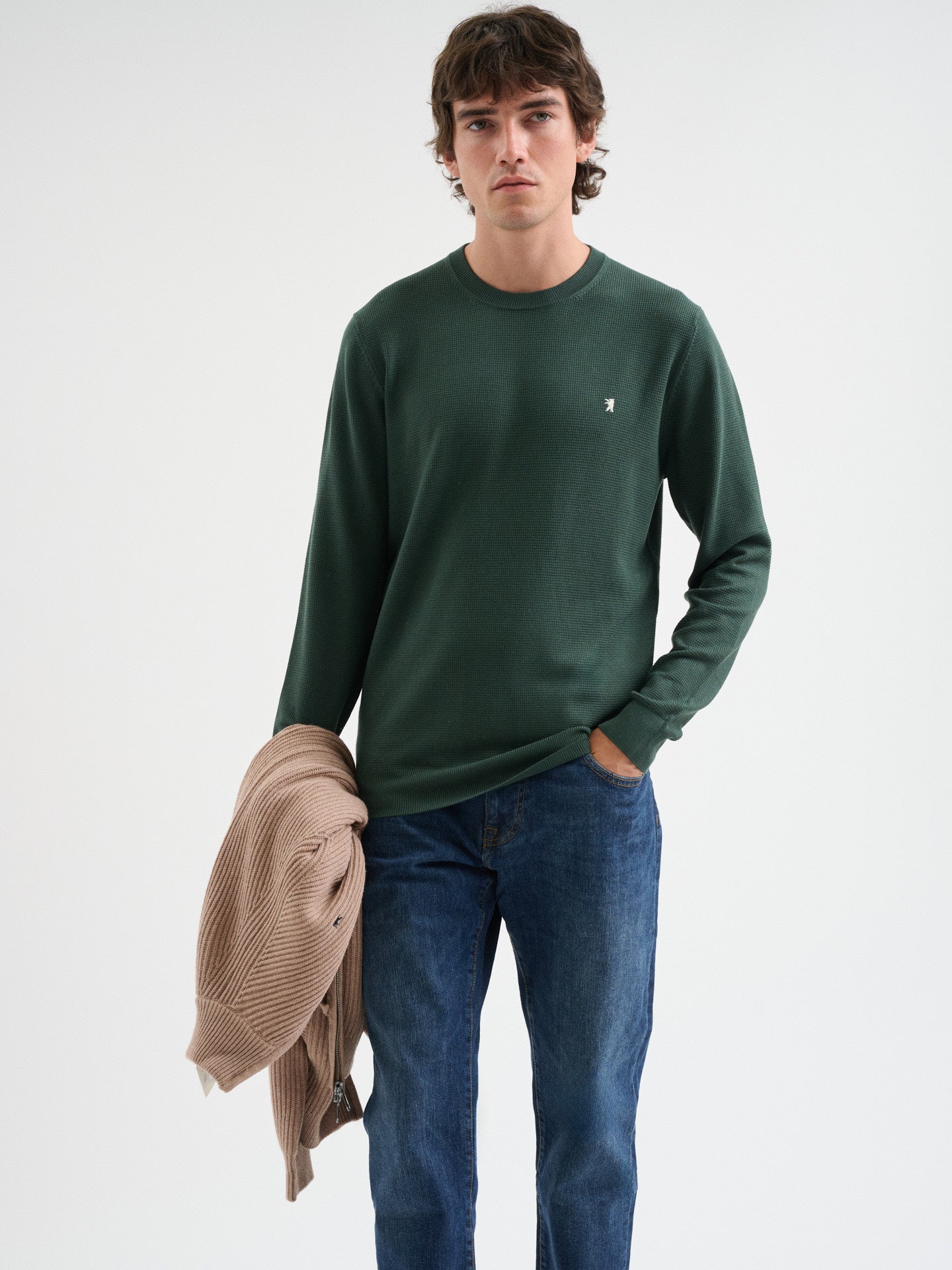 Maglia girocollo waffle