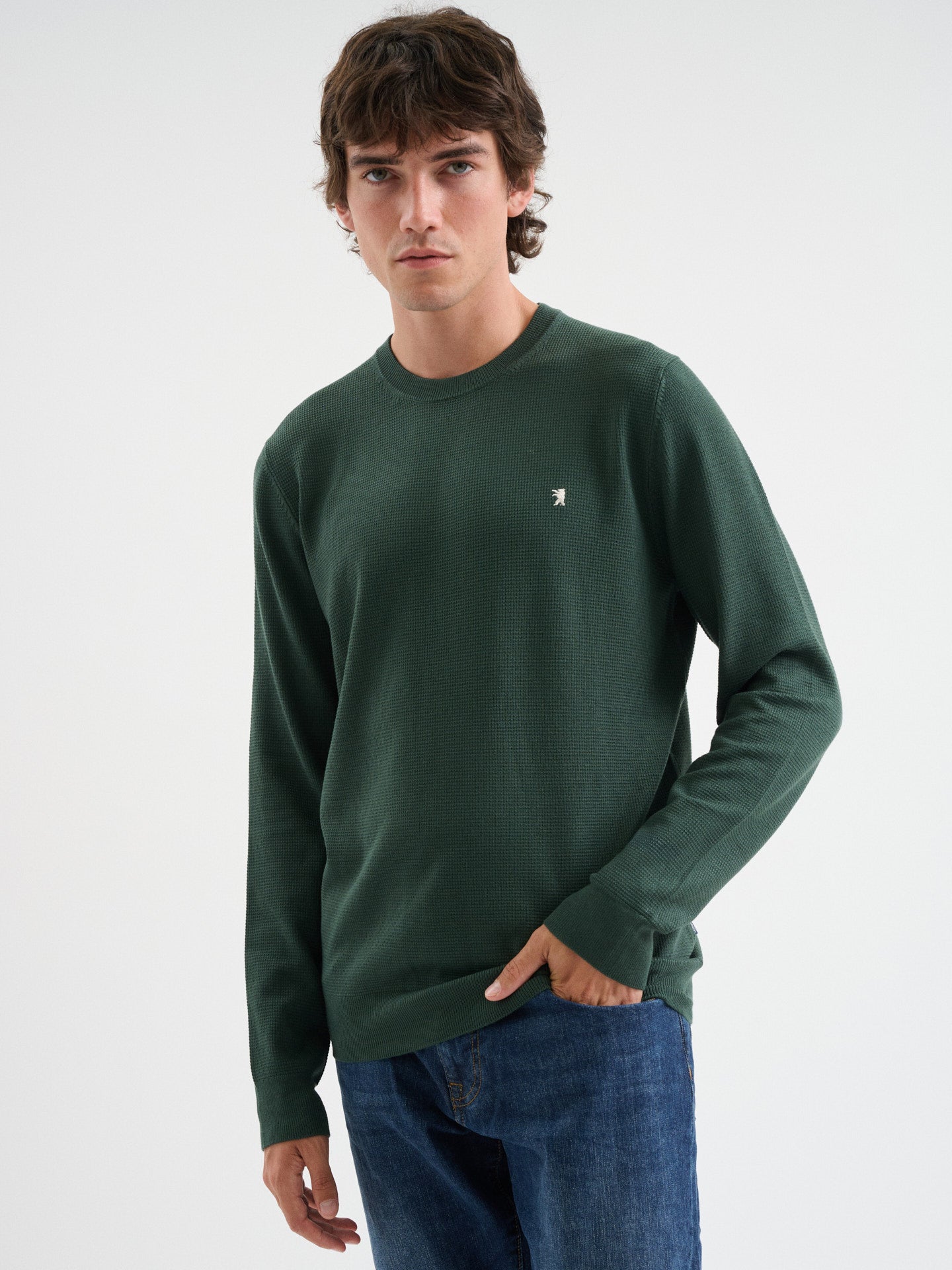 Maglia girocollo waffle