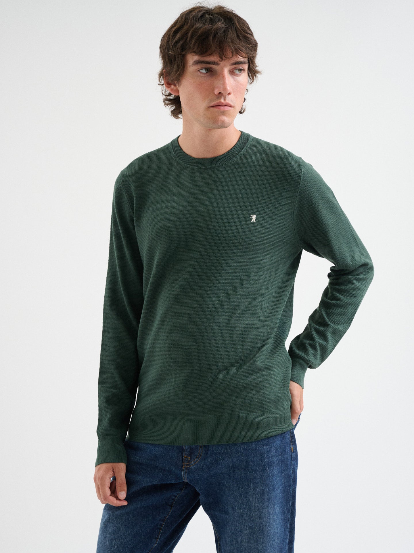 Maglia girocollo waffle