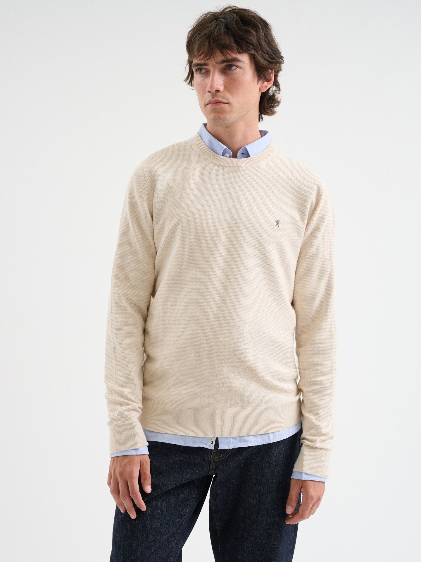 Maglia girocollo waffle
