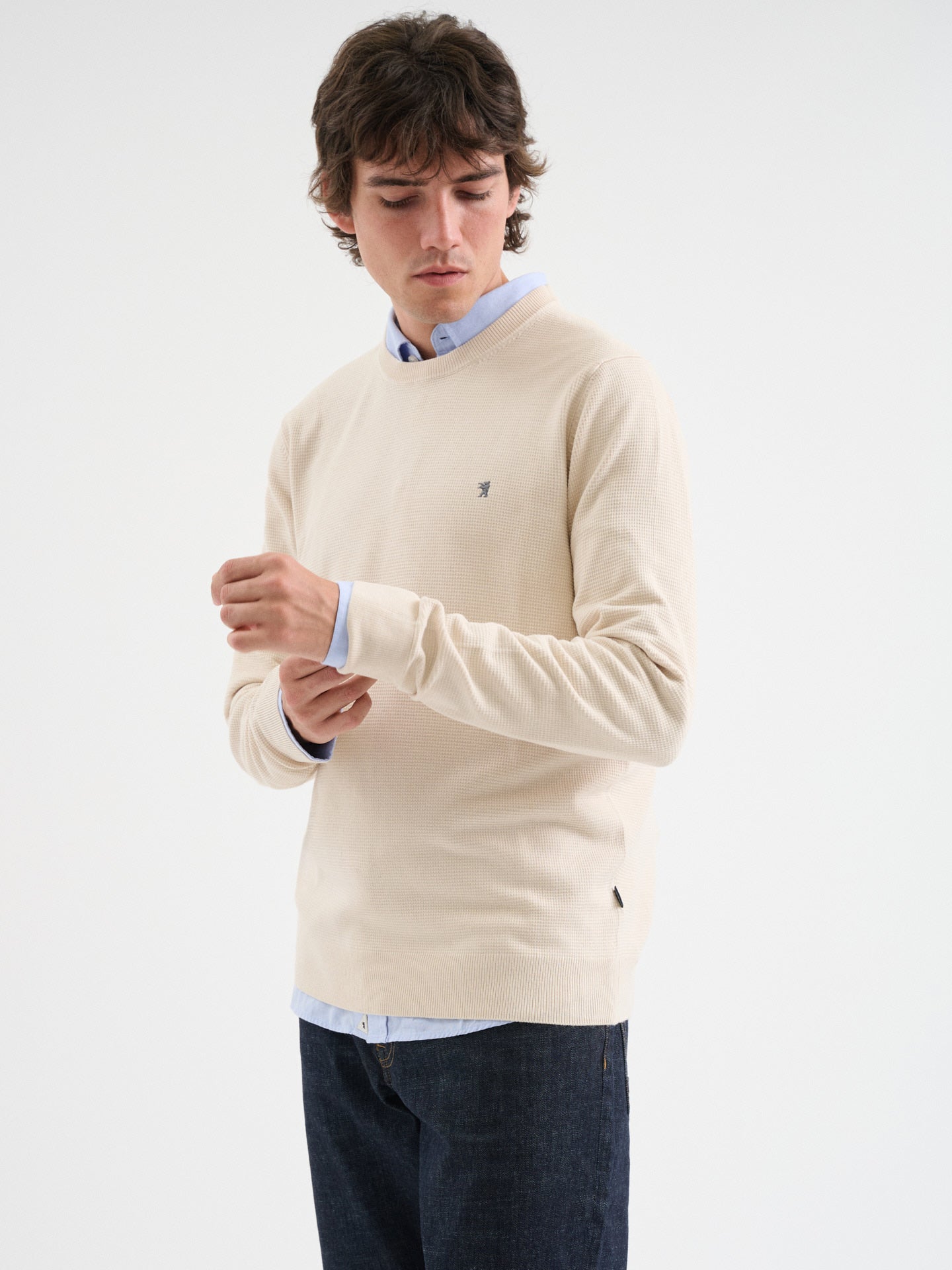Maglia girocollo waffle