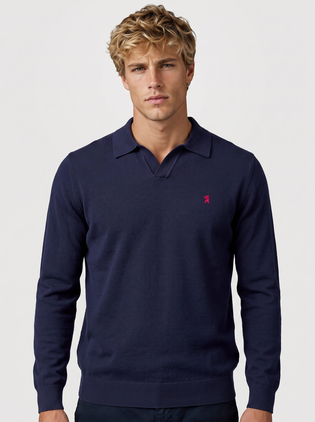 Polo a V Maniche Lunghe