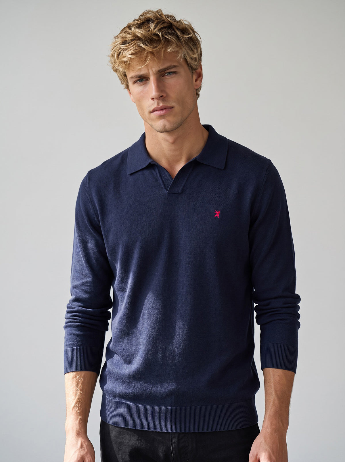 Polo a V Maniche Lunghe