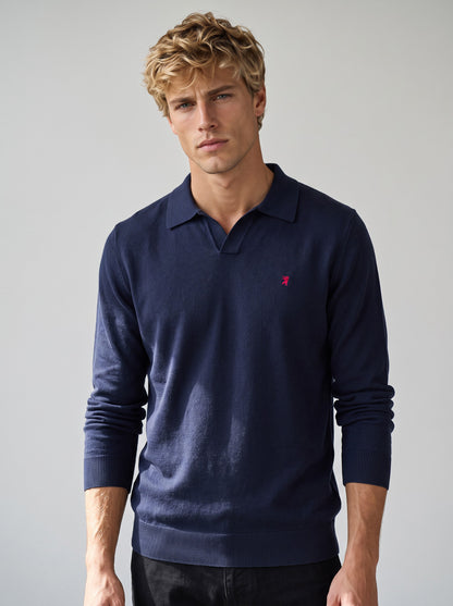 Polo a V Maniche Lunghe