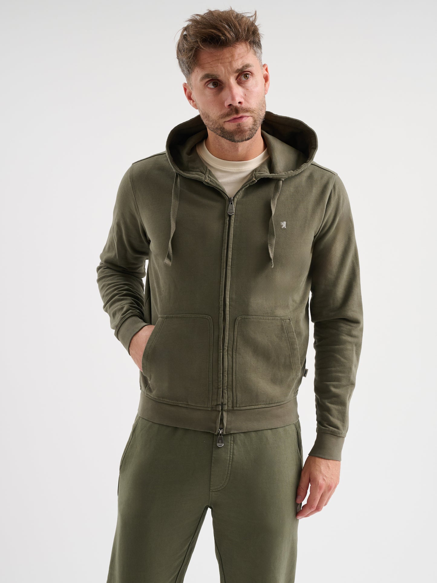 Felpa zip con cappuccio