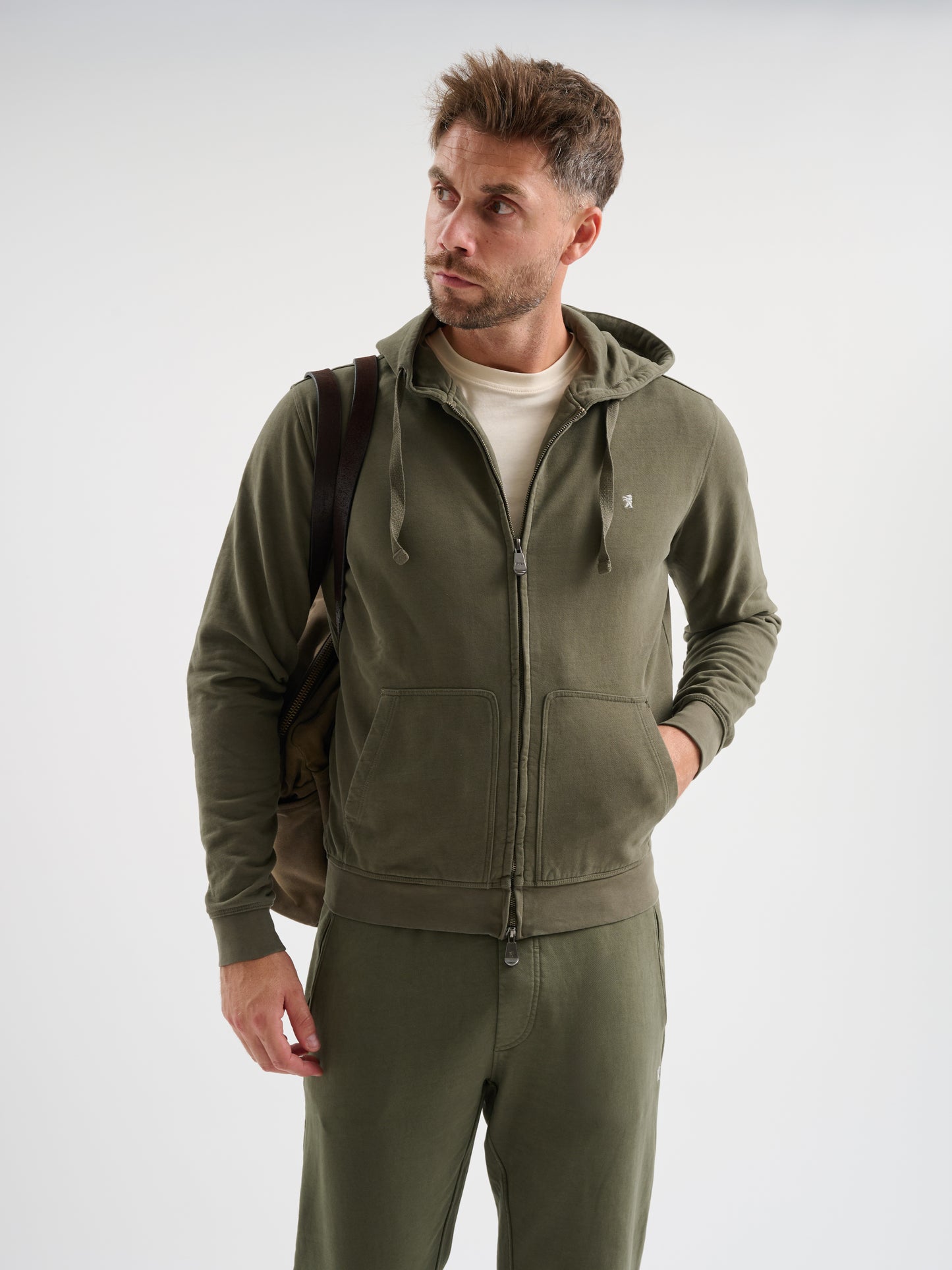 Felpa zip con cappuccio