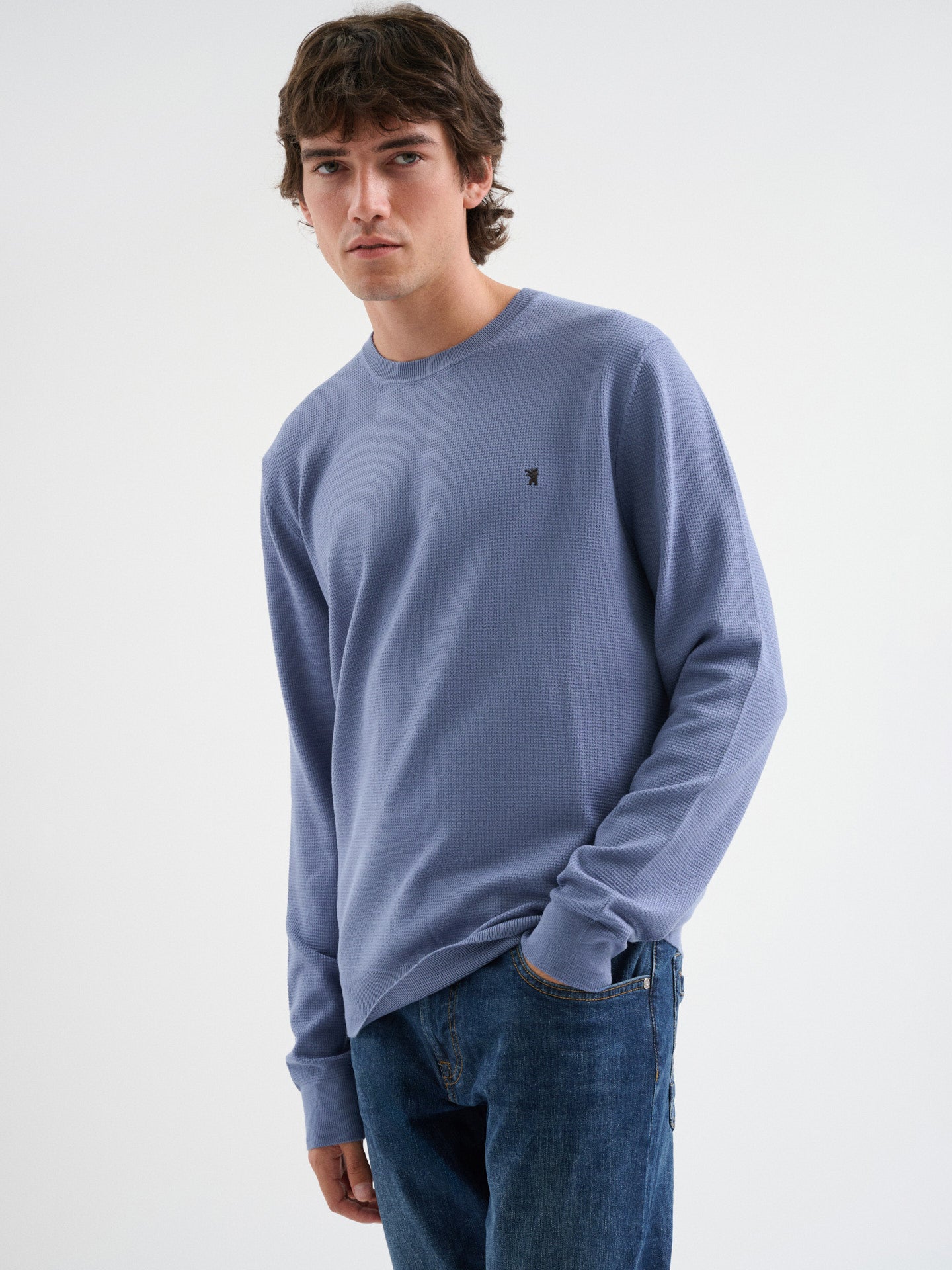 Maglia girocollo waffle