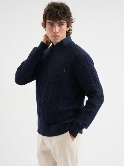 Maglia girocollo in treccia