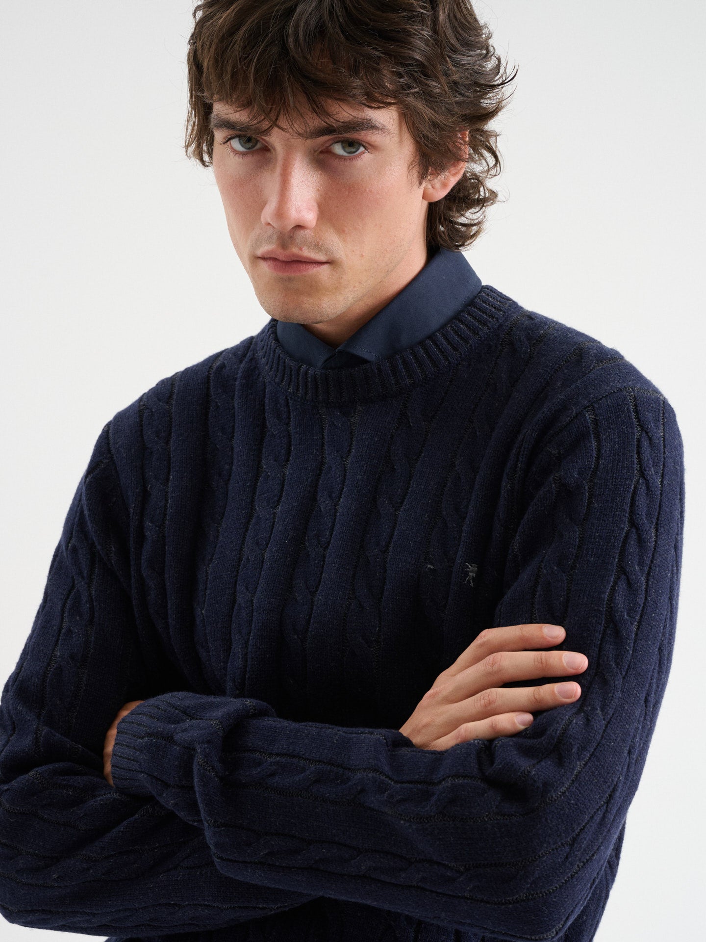 Maglia girocollo in treccia