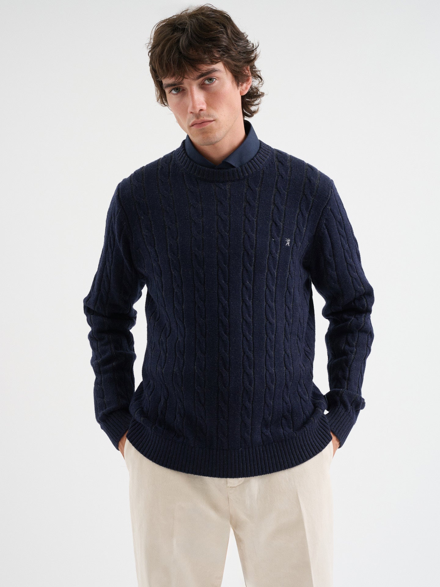 Maglia girocollo in treccia