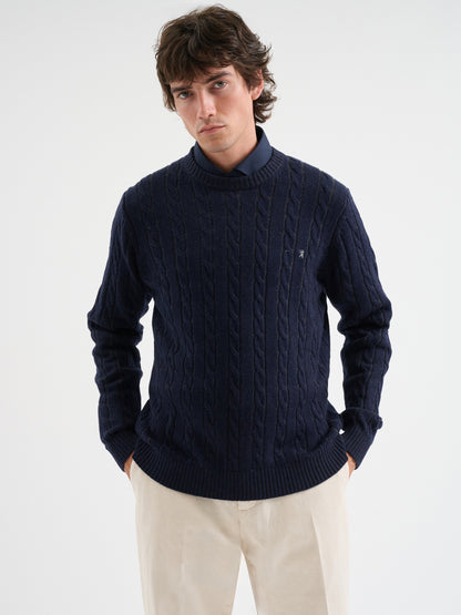 Maglia girocollo in treccia