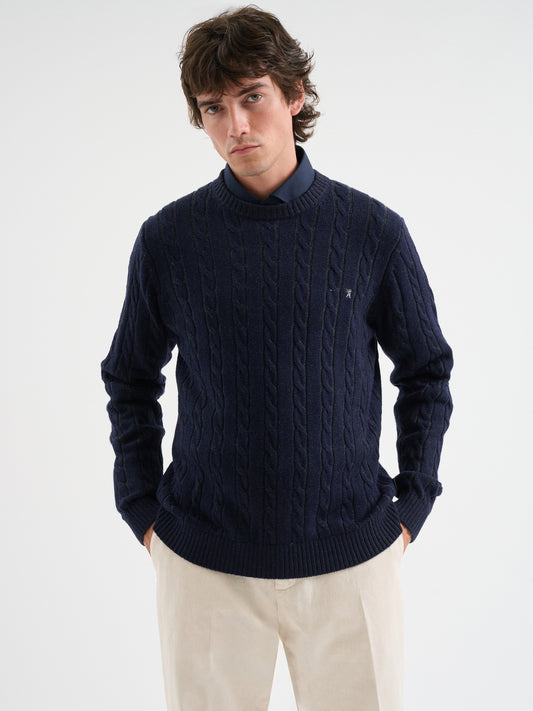 Maglia girocollo in treccia