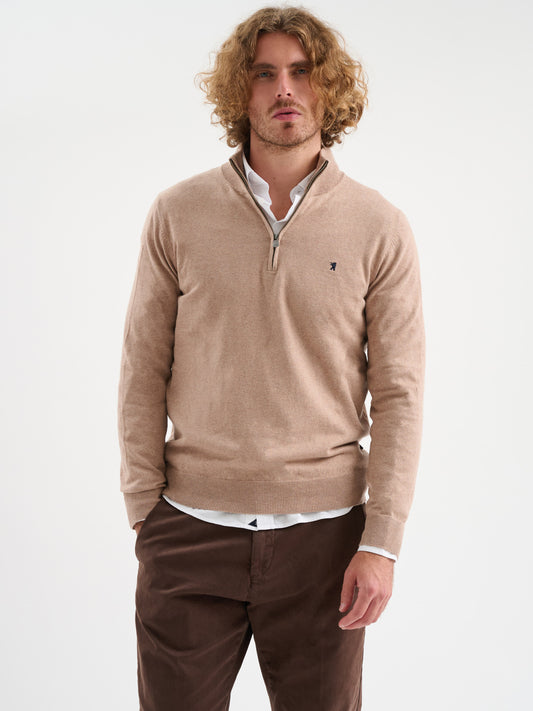 Maglia collo alto half zip