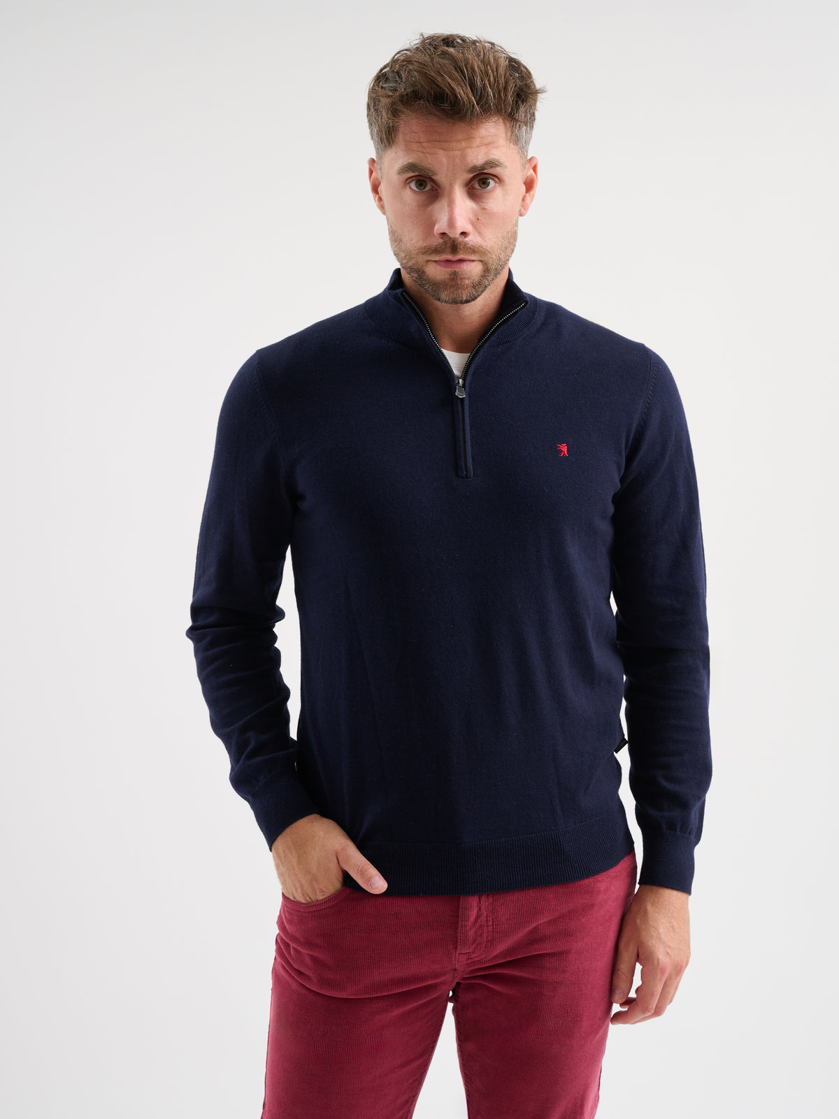 Maglia collo alto half zip