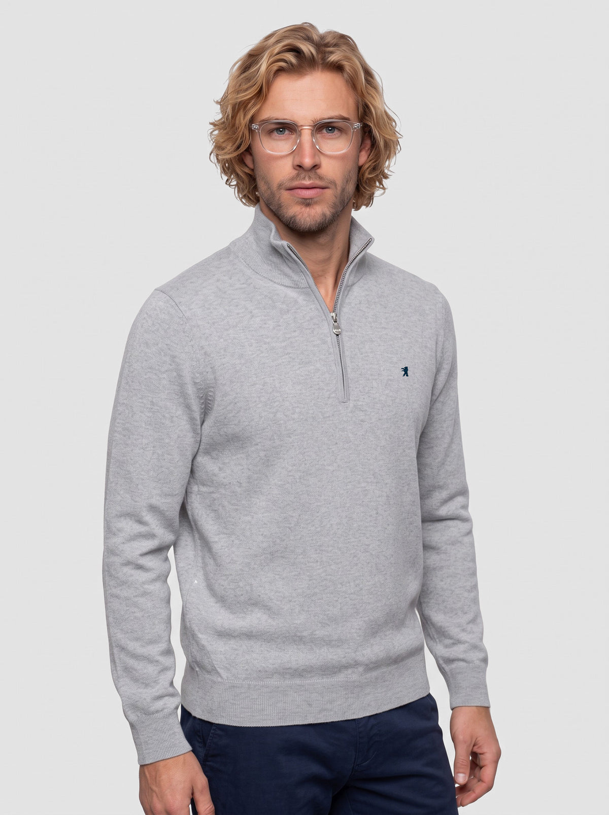 Maglia collo alto half zip