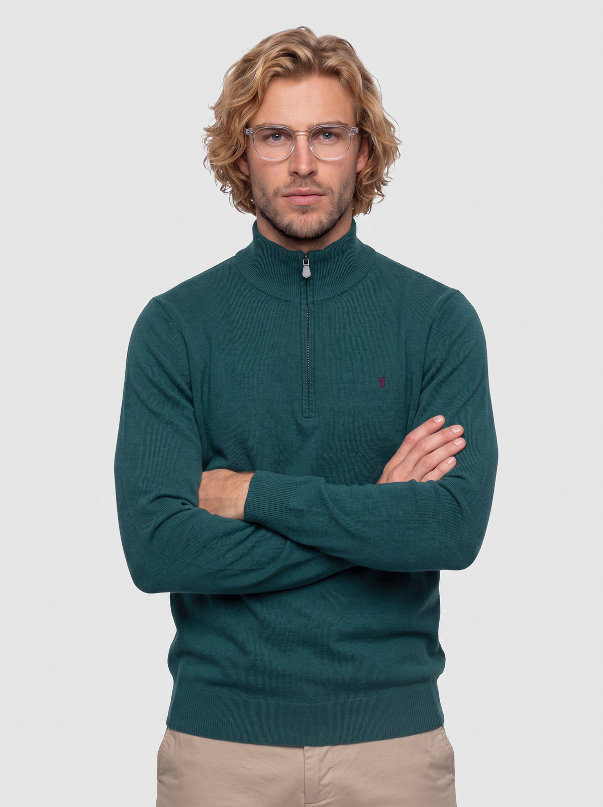Maglia collo alto half zip