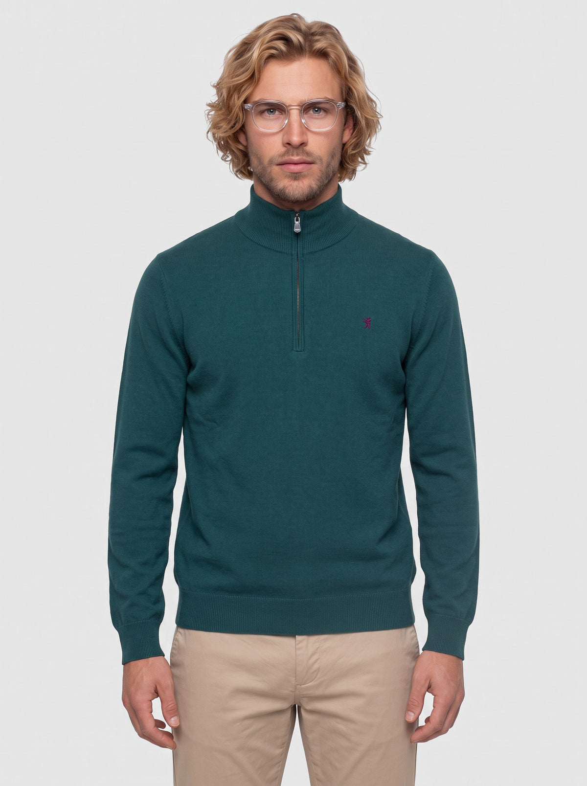 Maglia collo alto half zip