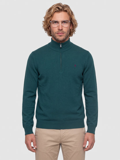 Maglia collo alto half zip
