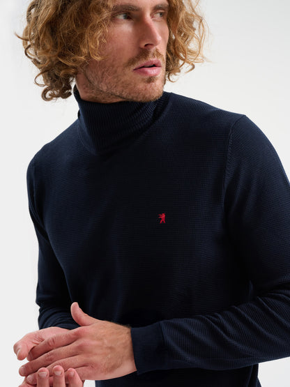 Maglia collo alto in punto miniwaffle