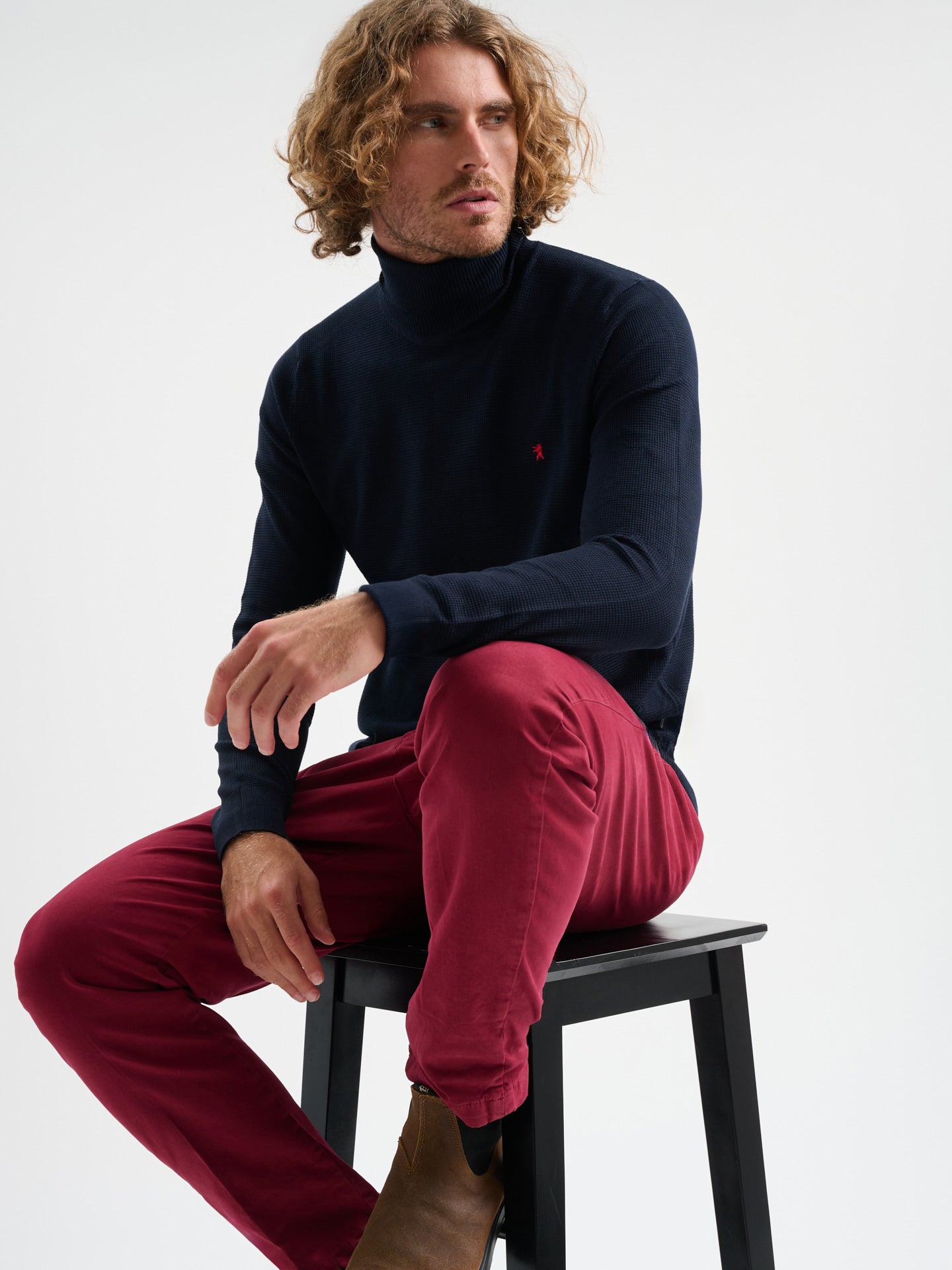 Maglia collo alto in punto miniwaffle