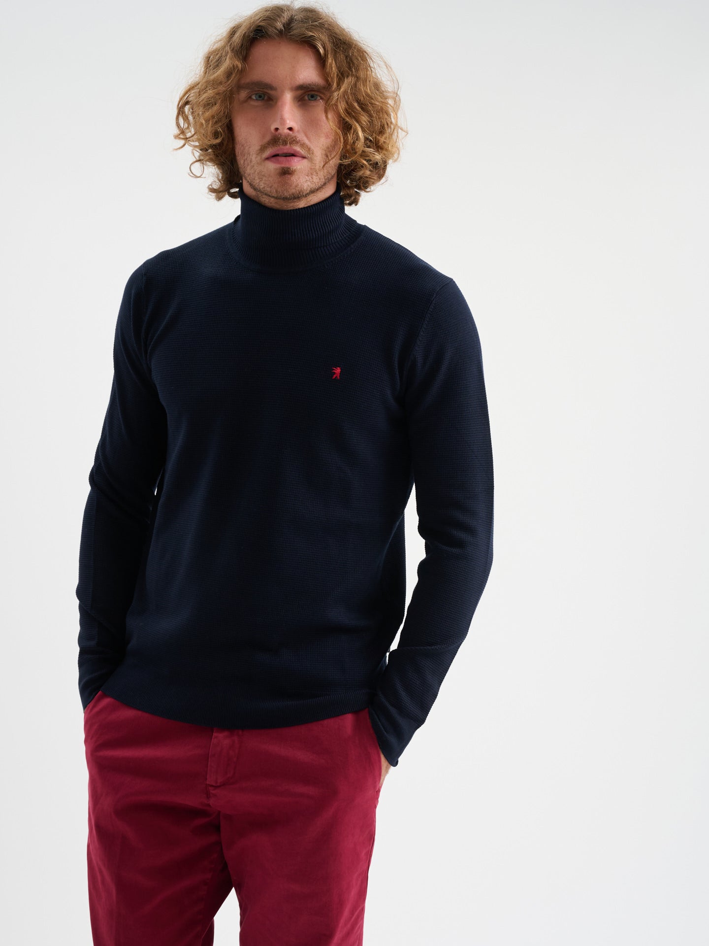 Maglia collo alto in punto miniwaffle