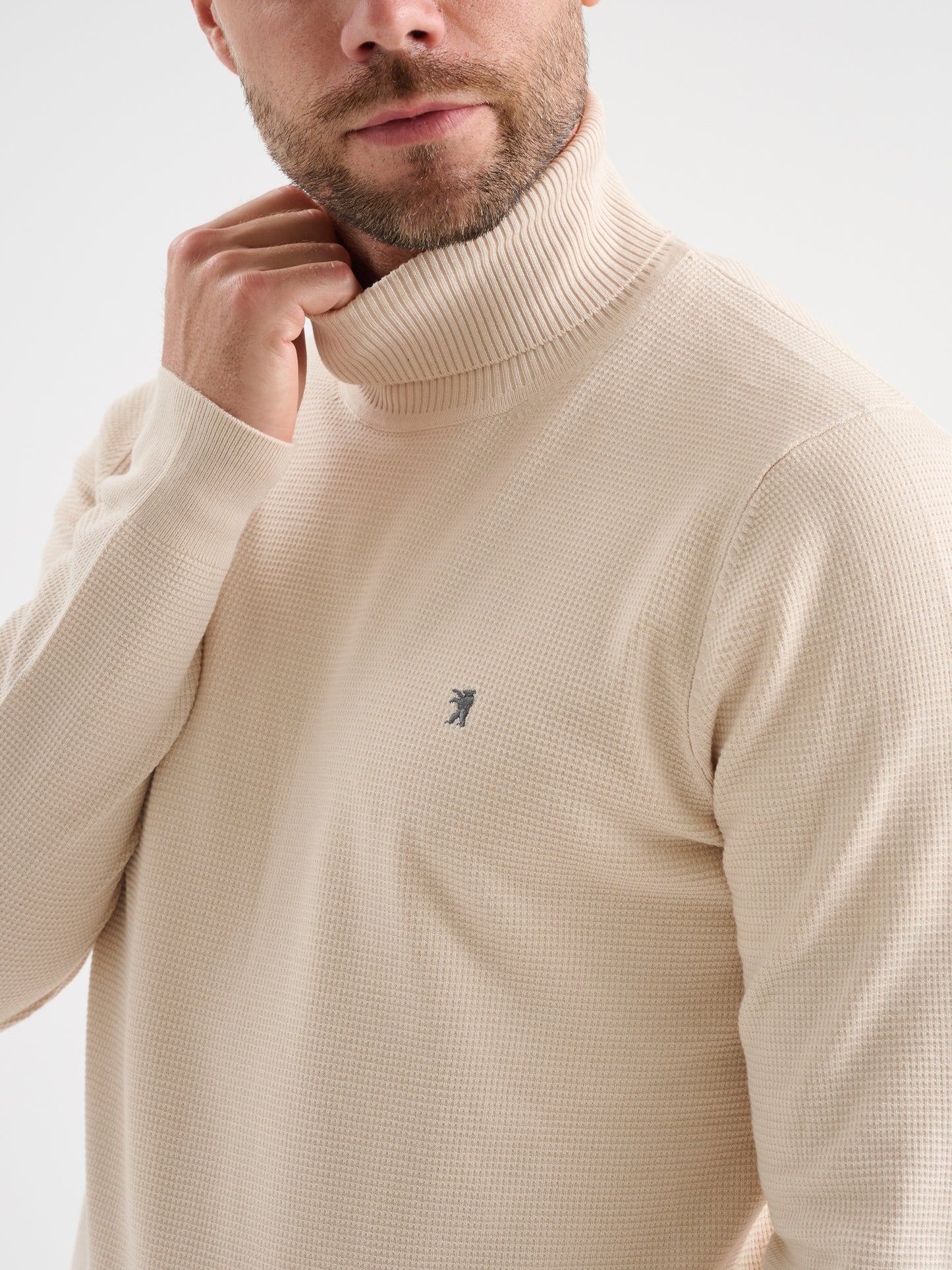 Maglia collo alto in punto miniwaffle