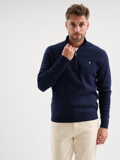 Maglia half zip in mesh jacquard