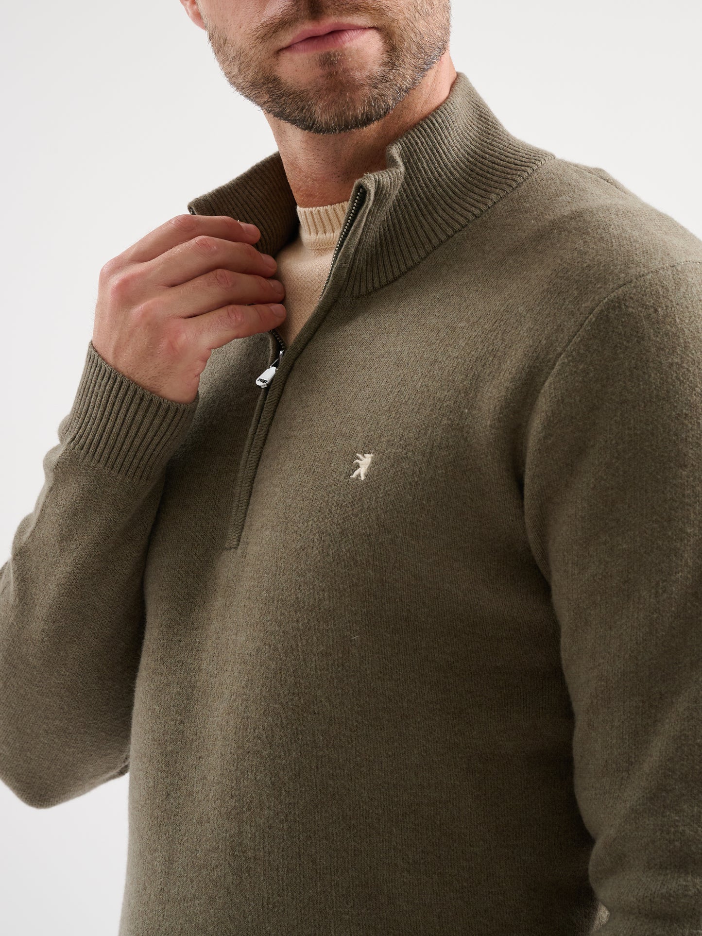 Maglia half zip in mesh jacquard