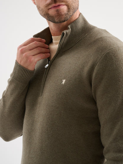 Maglia half zip in mesh jacquard