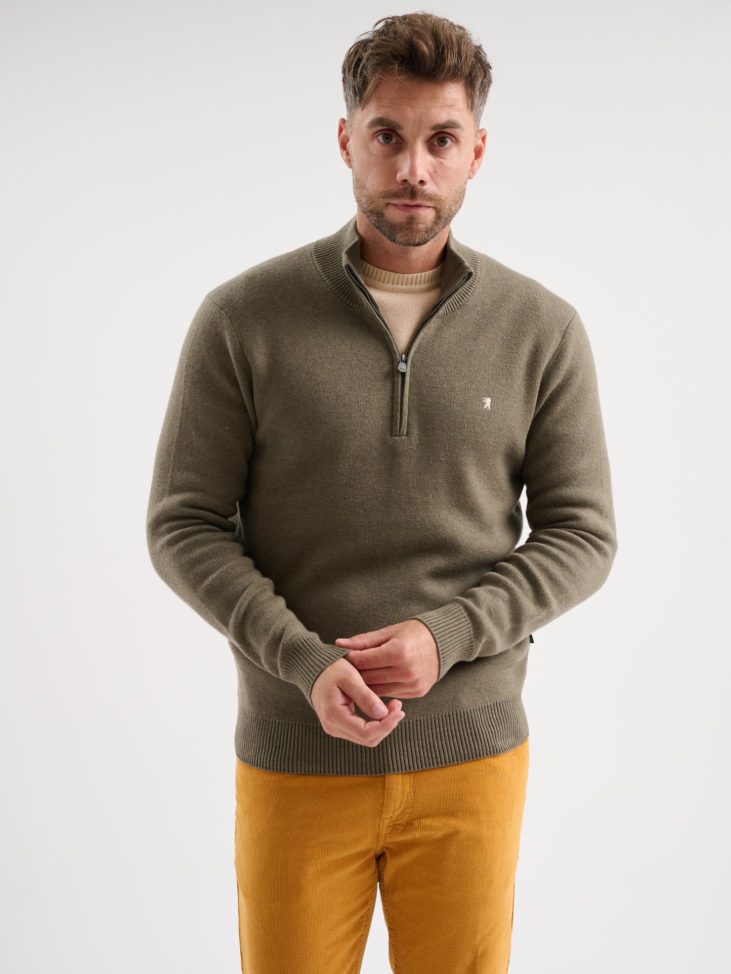 Maglia half zip in mesh jacquard