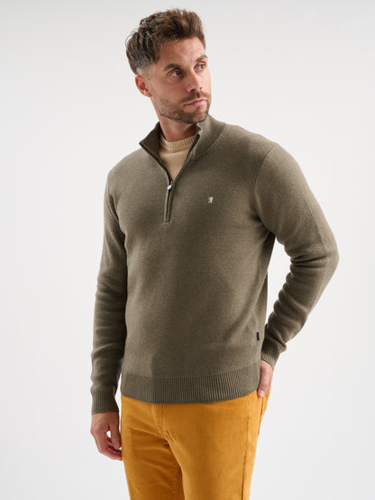 Maglia half zip in mesh jacquard