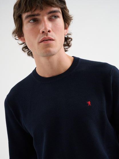 Maglia girocollo waffle